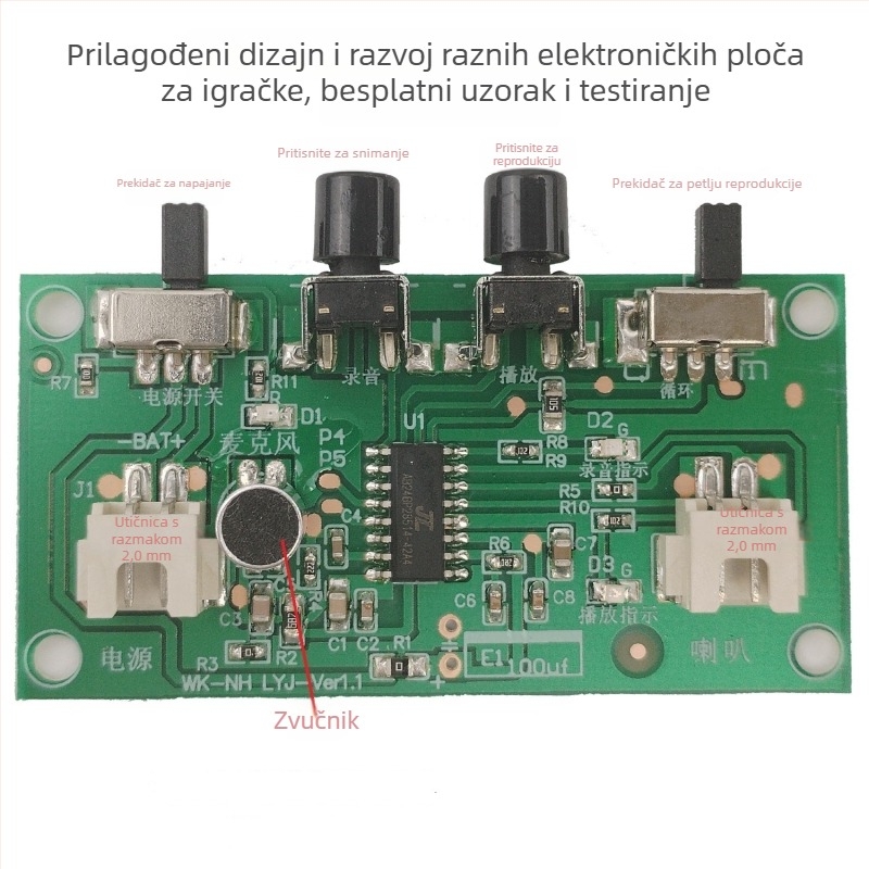 DIY modul zvučnog registrara za dječju igračku – s promjenom glasa i digitalnim dizajnom (Brand Webb Technology; Kapacitet 3000 na dan)