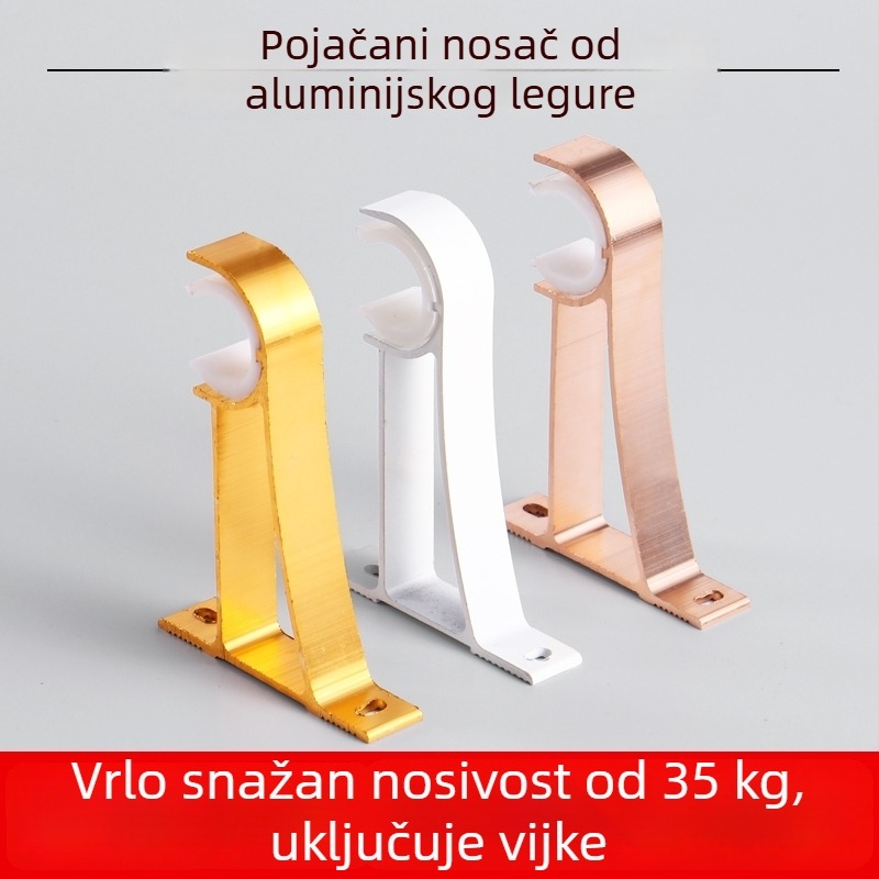 Aluminijski zidni nosač za zavjesu za rimski štap, dvostruka šipka baza – Xingmiao