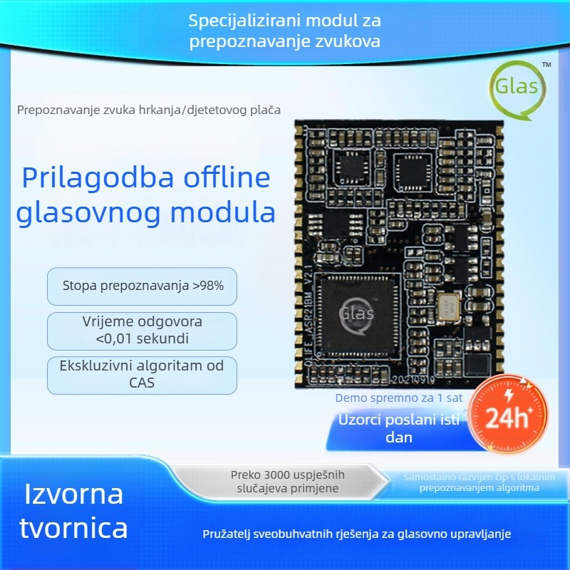 Offline modul za prepoznavanje glasa – Light voice, offline rješenje prepoznavanja glasa, 2.8–3.6 V, 1–330 mA, pametan dom