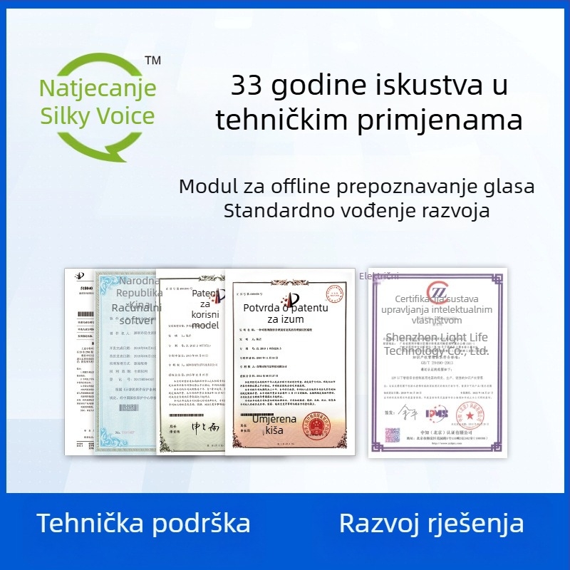 Offline modul za prepoznavanje glasa – Light voice, offline rješenje prepoznavanja glasa, 2.8–3.6 V, 1–330 mA, pametan dom