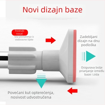 Nerđajući čelični teleskopski štap za zavjese, sušenje odjeće i tuš zavjesu – bez bušenja