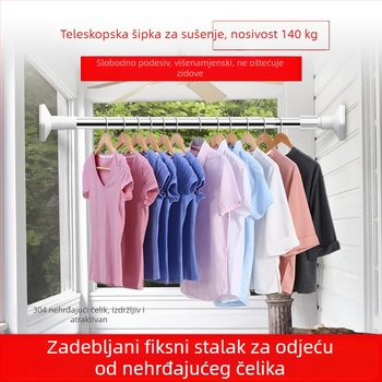 Nerđajući čelični teleskopski štap za zavjese, sušenje odjeće i tuš zavjesu – bez bušenja