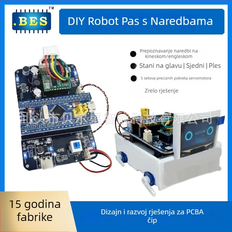 DIY PCBA ploča za robota psa s 2.4G bežičnim upravljanjem, model Bes25167, napon 4.5V, struja 20mA