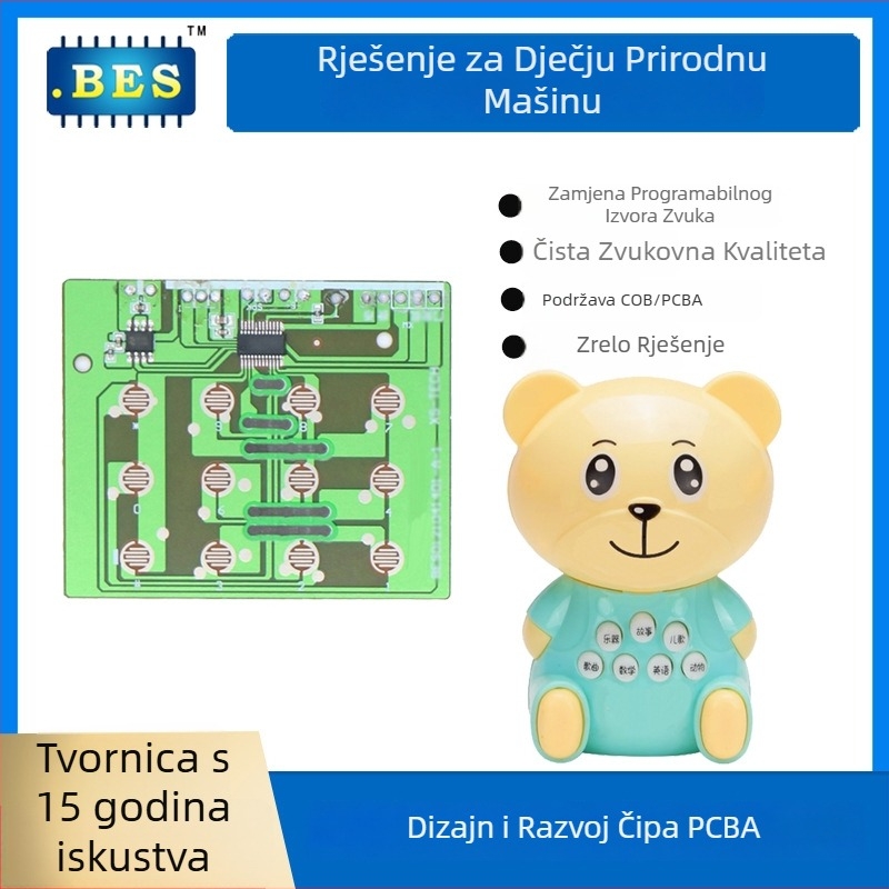 BES25108 PCBA modul za dječju obrazovnu priču mašinu s glasovnom kontrolom, 3.7V, 20 mA, memorija 2M