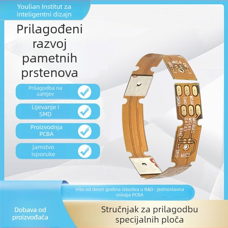 Pametni prsten: fleksibilna FPCBA ploča za nosiva uređaja – glavna upravljačka ploča Youlian Standard