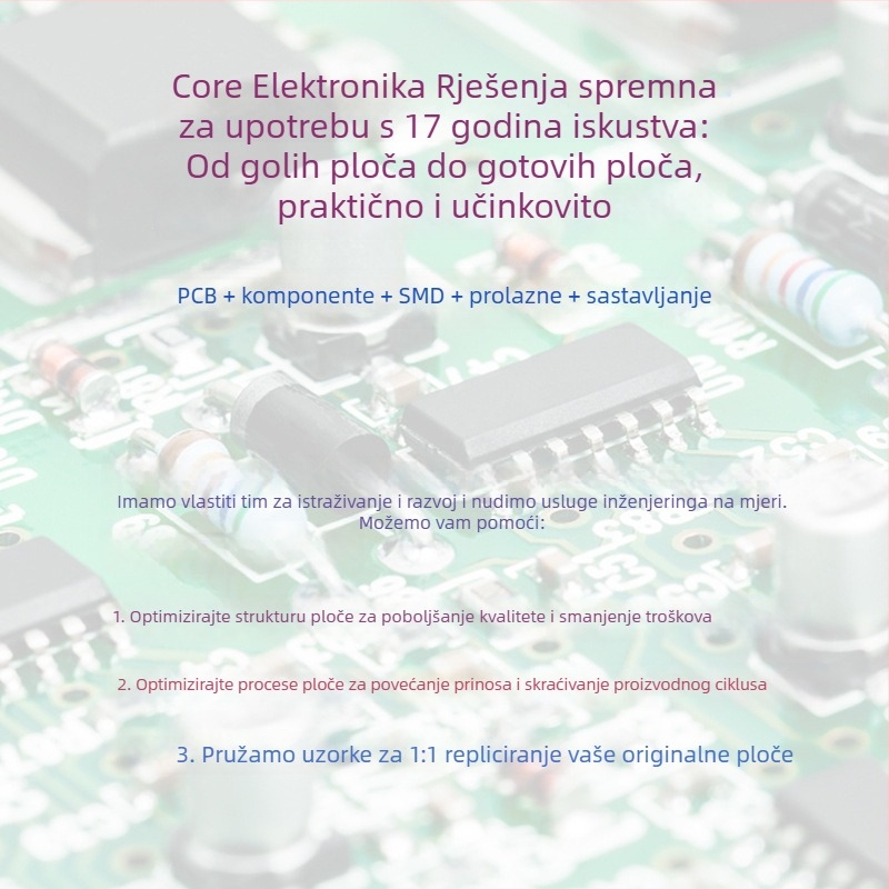 Ploča za upravljanje DC motorom s jednim gumbom – razvoj PCBA i dizajn, SMT obrada PCB; Marka Core, Kapacitet 40000, Napon napajanja 5V, Snaga 5A