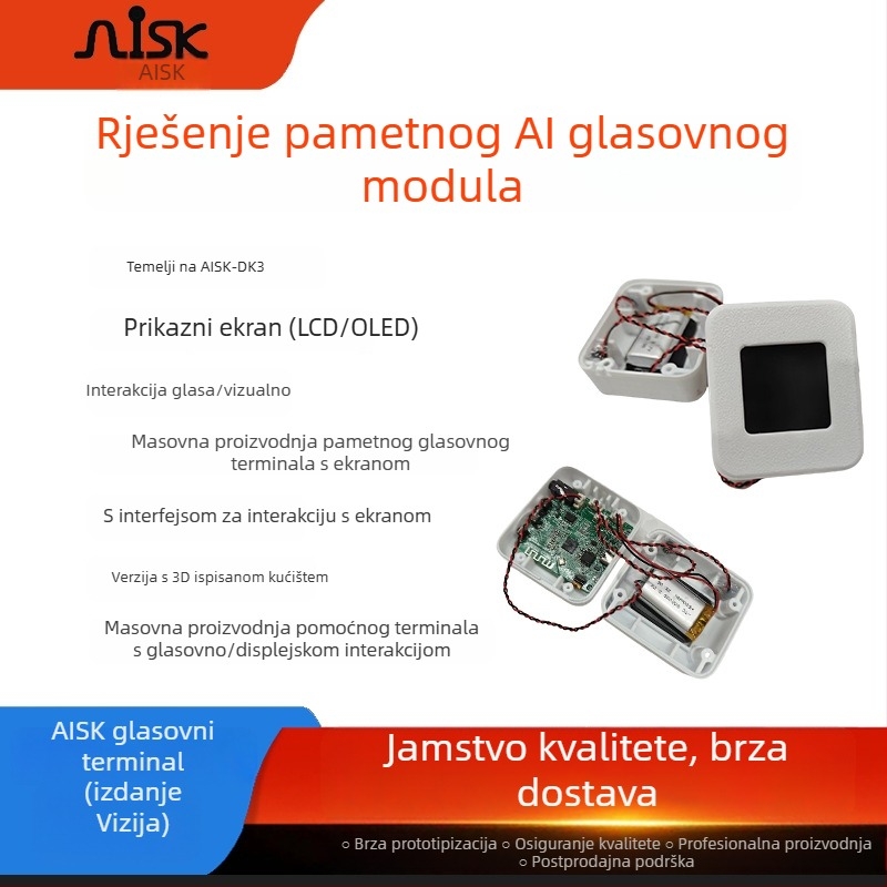 AISK AI modul Vision verzija s zaslonom, glasom i vizualnom interakcijom, 3D ispisano kućište