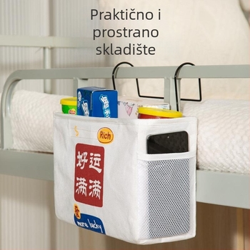Torba za pohranu, viseća uz krevet, kvadratnog oblika, tkanina, zidni nosač, tip visećeg