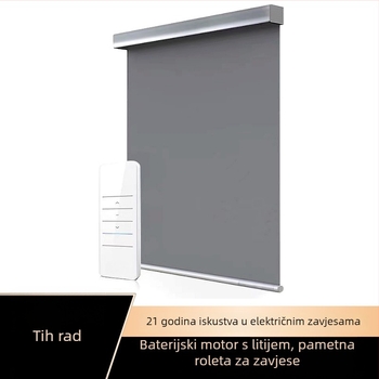 Pametna električna rolo zavjesa s litij baterijskim motorom, tih rad, materijal za blokiranje svjetla, daljinsko upravljanje i kompatibilnost sa glasovnim asistentima (Alexa/Google Home/Zigbee), poliester vlakno