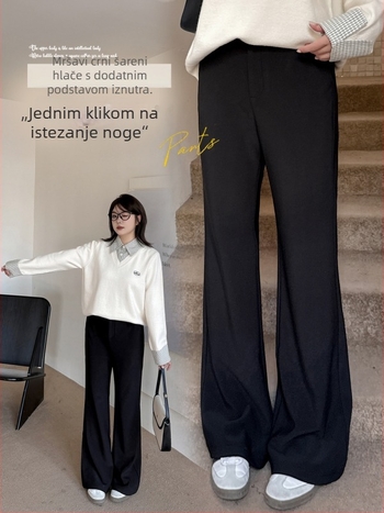 Plus size ženske hlače s visokim strukom, mikroflare, rayon, zima 2025, mikroelastičnost, debelo tkivo