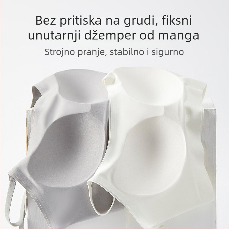 Beznaramenasti tube top s push-up podrškom, bezšivni dizajn, U-oblik leđa, najlon