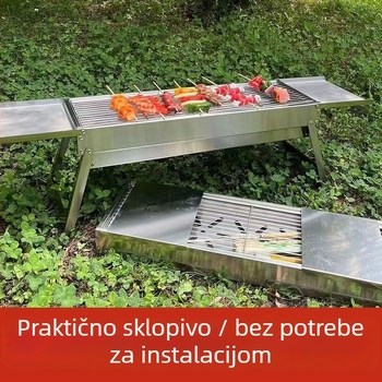 Oloron grill od nehrđajućeg čelika, preklopni, prijenosni — četvrtastog oblika, za kućnu i vanjsku upotrebu