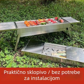 Oloron grill od nehrđajućeg čelika, preklopni, prijenosni — četvrtastog oblika, za kućnu i vanjsku upotrebu