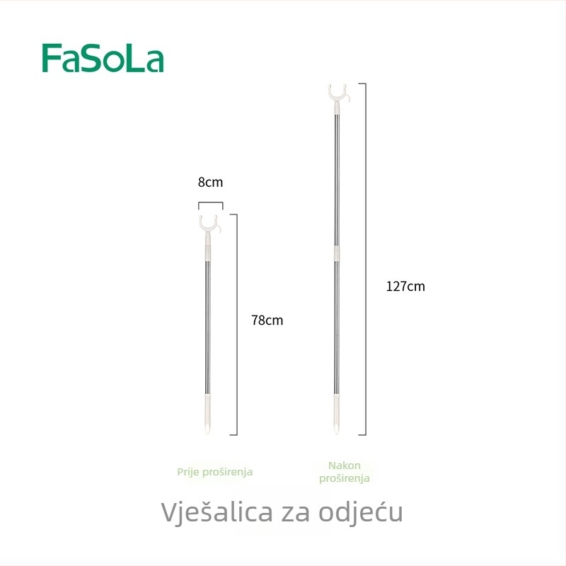 FaSoLa produžna šipka za sušenje rublja – PP i 201 nehrđajući čelik, balkon, moderan stil