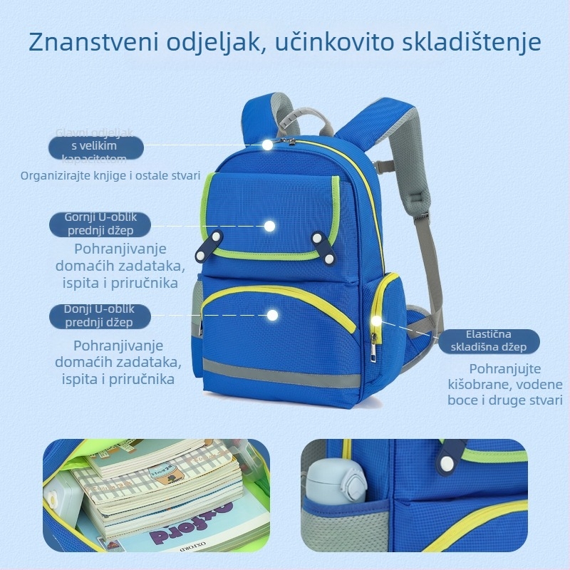 Unisex školska torba s zaštitom kralježnice (1.–6. razred; Oxford materijal; prozračan)