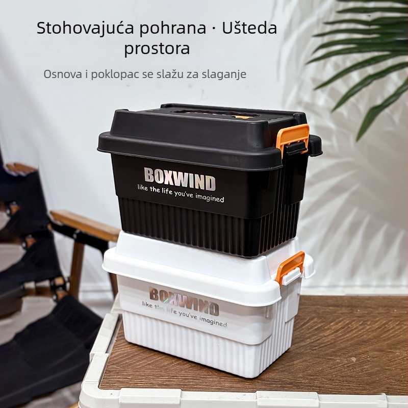 Kutija za organiziranje s poklopcem – industrijskog stila za vanjsku upotrebu, vodootporna i otporna na prašinu, PP materijal, zapremina 0–5 L