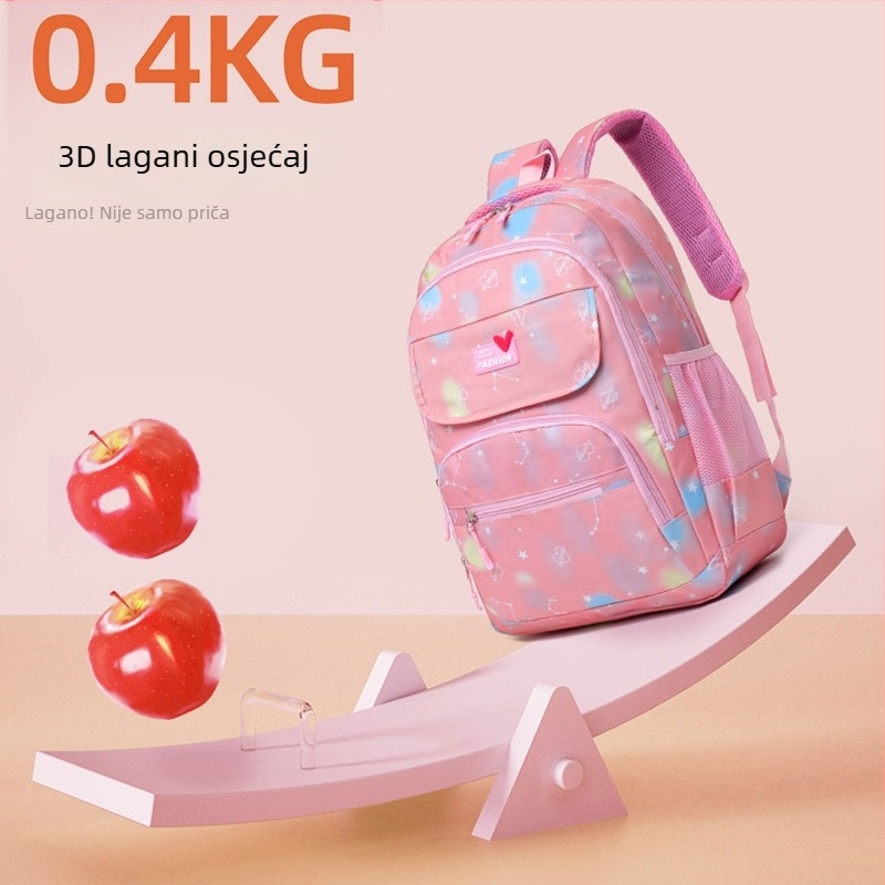 Ranac za učenike osnovne i srednje škole (unisex) – lagan, zaštita kralježnice, velik kapacitet, najlon, geometrijski uzorak