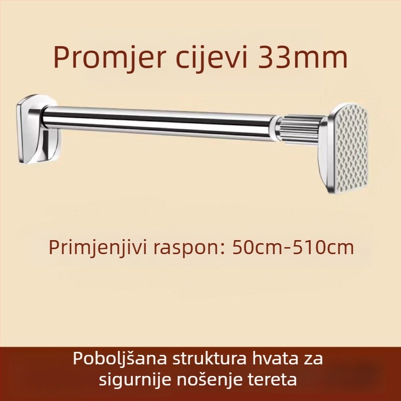 Nerđajući čelik, teleskopska šipka za sušenje rublja i zavjesu, bez bušenja, za kupaonicu