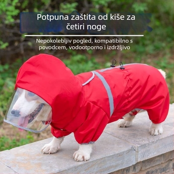 Kišni kaput za pse s kapuljom i reflektirajućom trakom, PU materijal, otporan na vjetar, proizvedeno u Jiangsu