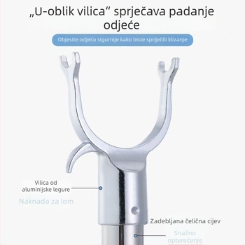 Nehrđajući čelični štap za sušenje rublja s produženom dužinom za kućnu upotrebu, štap za vješanje odjeće i sušilo za studentski dom