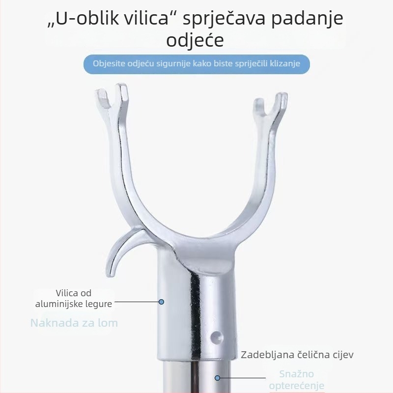 Nehrđajući čelični štap za sušenje rublja s produženom dužinom za kućnu upotrebu, štap za vješanje odjeće i sušilo za studentski dom