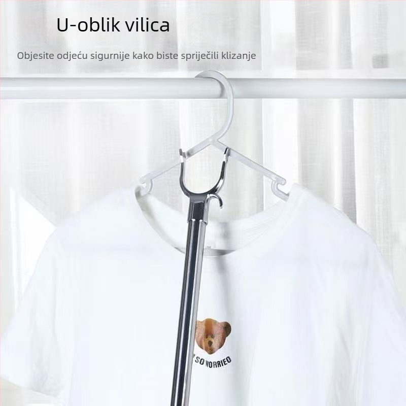 Nehrđajući čelični štap za sušenje rublja s produženom dužinom za kućnu upotrebu, štap za vješanje odjeće i sušilo za studentski dom