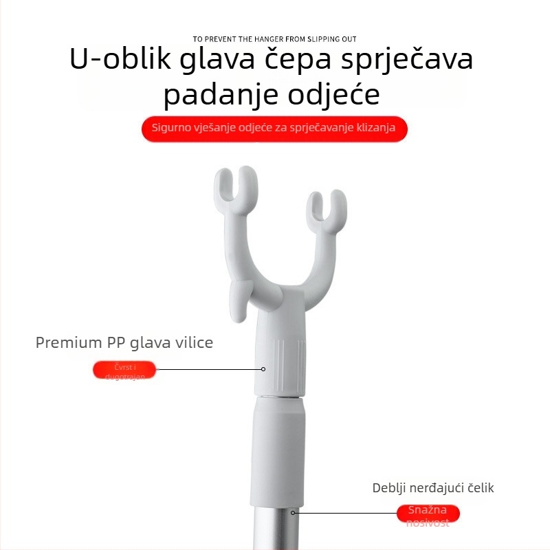 Raztegljiva šipka za sušenje rublja od PP i nehrđajućeg čelika, za balkon