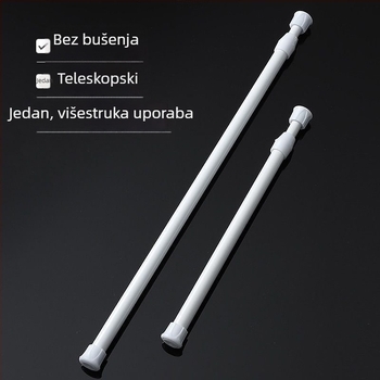 Teleskopska metalna šipka za zavjese, bez bušenja i montaže, višenamjenska mini skladišna šipka za garderobu i kupaonu