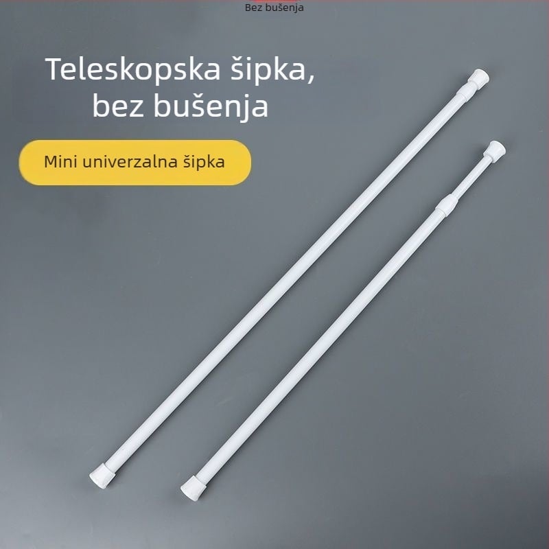 Teleskopska metalna šipka za zavjese, bez bušenja i montaže, višenamjenska mini skladišna šipka za garderobu i kupaonu