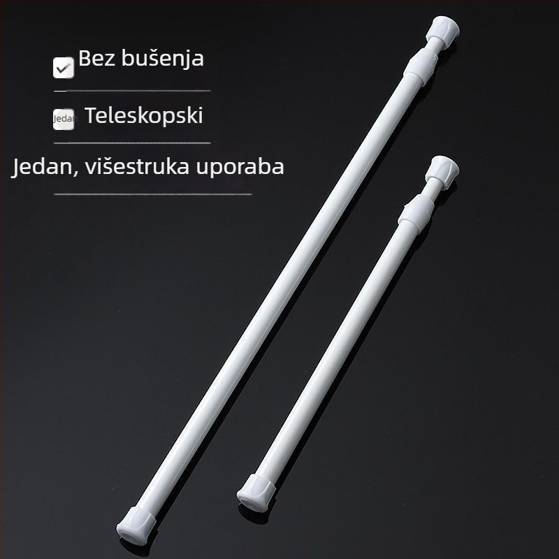 Teleskopska metalna šipka za zavjese, bez bušenja i montaže, višenamjenska mini skladišna šipka za garderobu i kupaonu