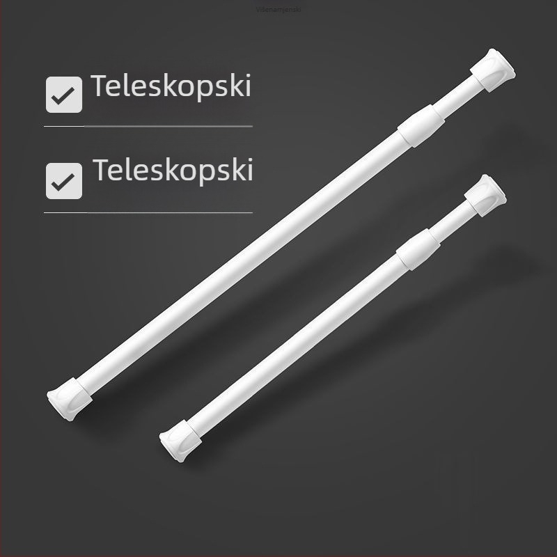 Teleskopska metalna šipka za zavjese, bez bušenja i montaže, višenamjenska mini skladišna šipka za garderobu i kupaonu