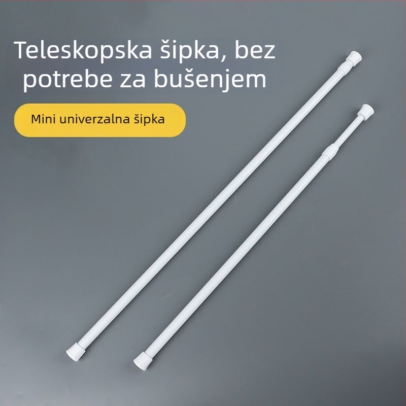 Teleskopska metalna šipka za zavjese, bez bušenja i montaže, višenamjenska mini skladišna šipka za garderobu i kupaonu