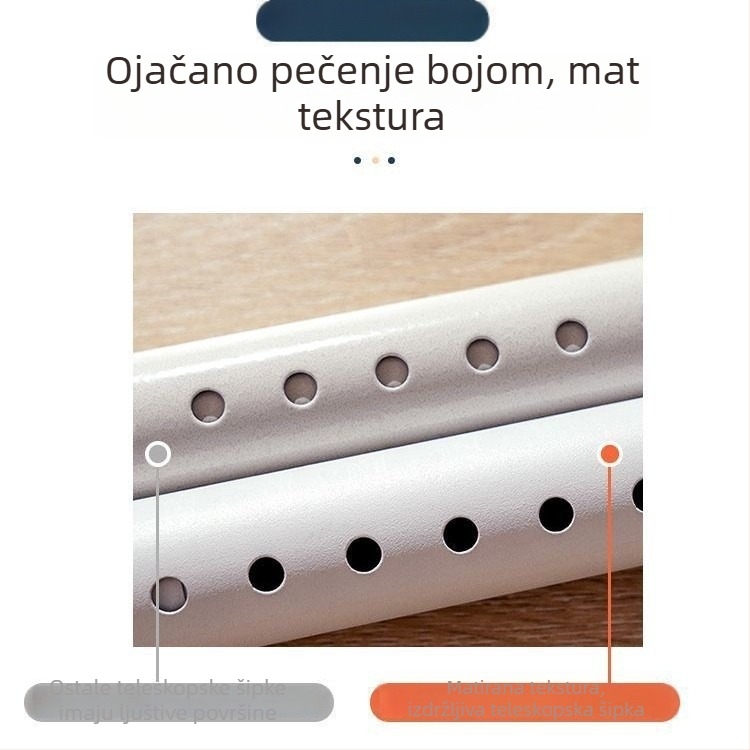 Set teleskopskih zavjesa šipki bez bušenja – nehrđajući čelik, deblja i duža, moderan minimalistički stil