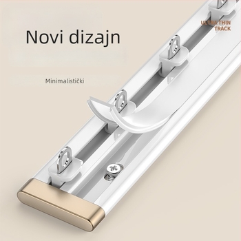 Ultra-tanka vodilica za zavjese prozora – aluminijska legura, gornja montaža, tiha klizna šina s kukom, prilagodljivo