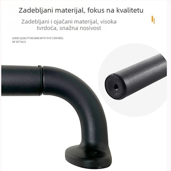 Šipka za zavjese | jednostruka debela šipka | materijali: osnova od aluminijske zlitine; šipka od karbonske čelika | stil: moderni minimalizam, skandinavski, industrijski