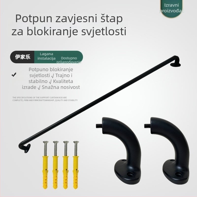 Šipka za zavjese | jednostruka debela šipka | materijali: osnova od aluminijske zlitine; šipka od karbonske čelika | stil: moderni minimalizam, skandinavski, industrijski
