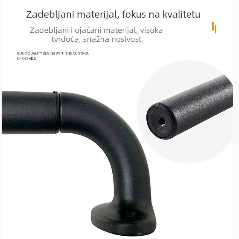 Šipka za zavjese | jednostruka debela šipka | materijali: osnova od aluminijske zlitine; šipka od karbonske čelika | stil: moderni minimalizam, skandinavski, industrijski