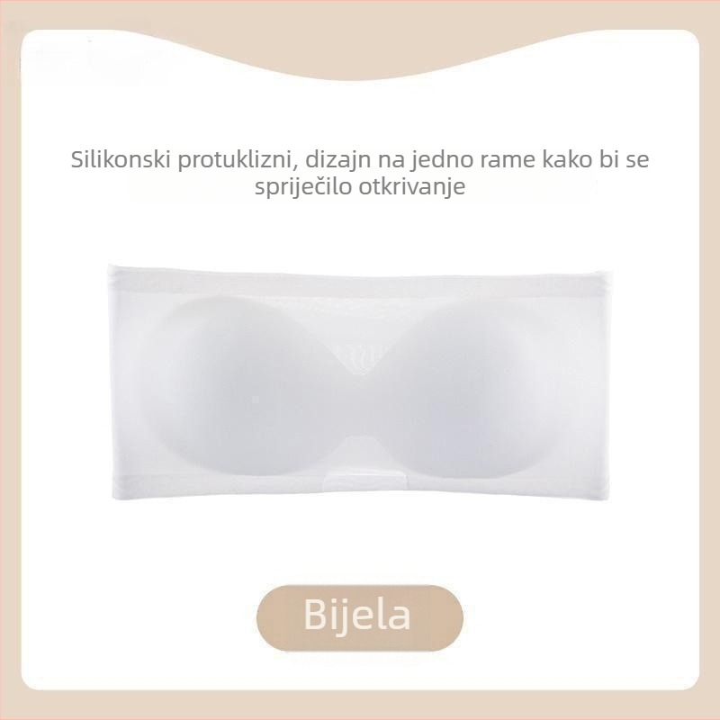 Ženski grudnjak bez naramenica – Bandeau, push-up, protuklizni, prozračan, nevidljiv stražnji dio, wrap top