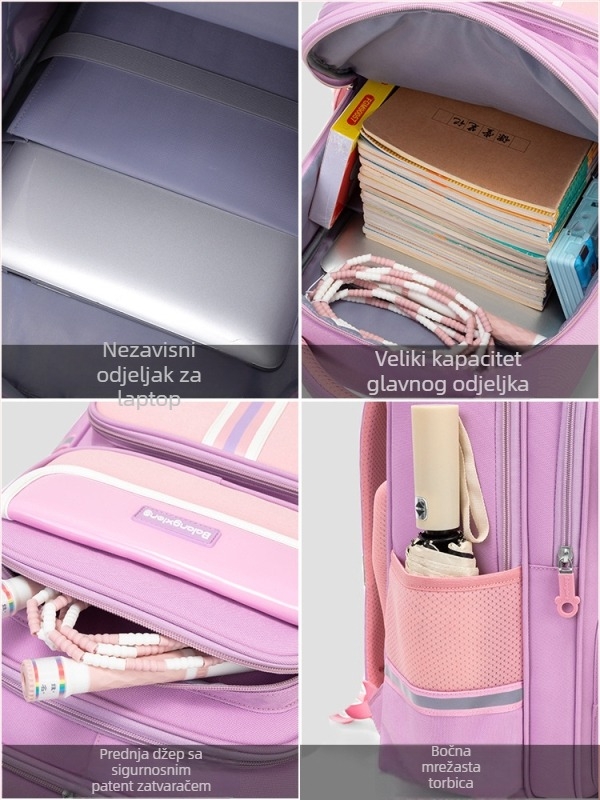 Školska torba – lagana, Oxford materijal, prozračna i vodootporna, zaštita kralježnice, ramenski pojasevi s zračnim jastučićem, anime uzorak, unisex, za učenike 3. i 4. razreda