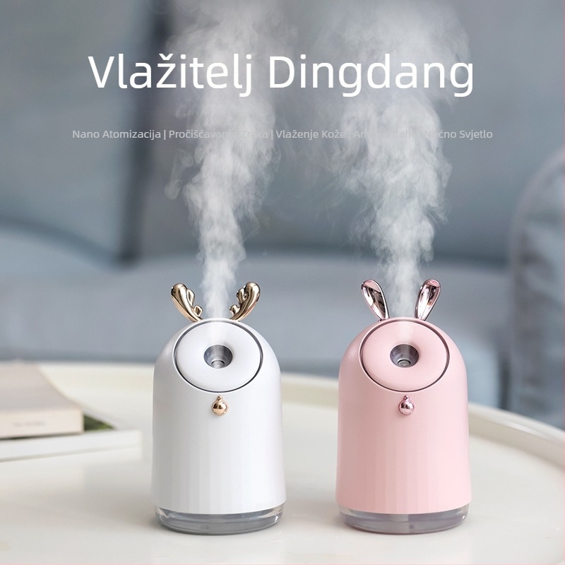 Ultrazvučni ovlaživač USB, 0,5 L spremnik, 1 izlaz magle, pogodan za prostorije do 10 m², buka ispod 36 dB