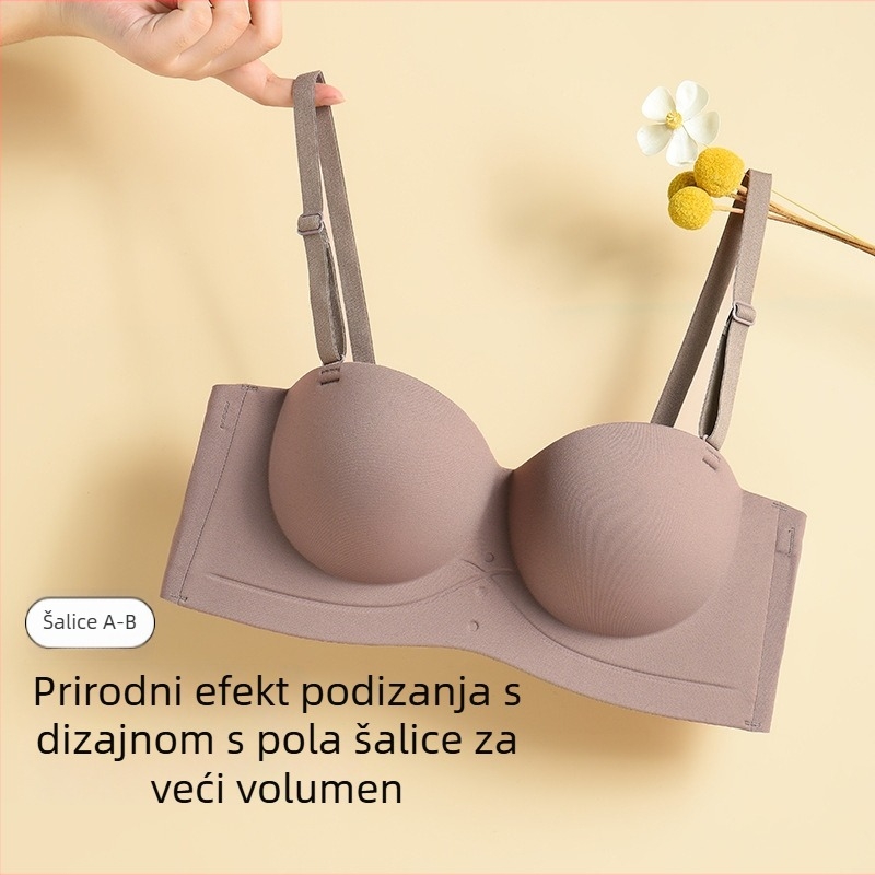 Grudnjak bez naramenica, cupa 1/2, bez žice, gornje tanko, donje debelo, glavni materijal: najlon 70–80%, podstava najlon 30–50%, stražnje kopče s četiri reda
