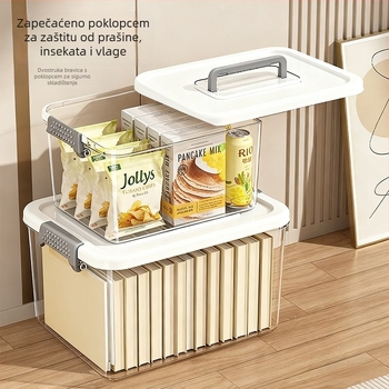 Desktop kutija za sitnice – PP materijal, zapremina 10–20 L, poklop na klik, prijenosna, višefunkcionalni organizator (A01–A03)