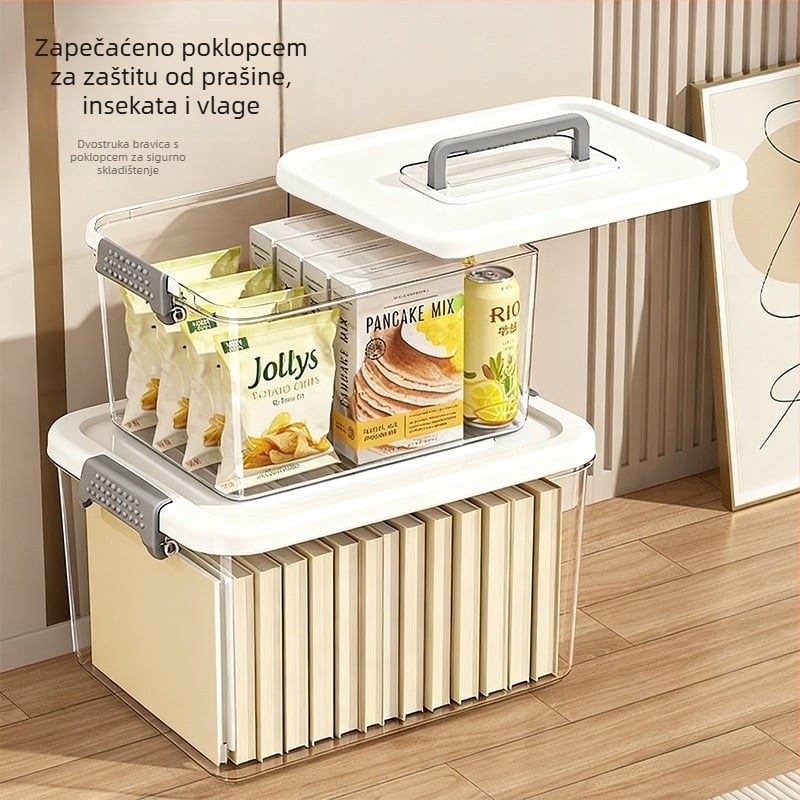 Desktop kutija za sitnice – PP materijal, zapremina 10–20 L, poklop na klik, prijenosna, višefunkcionalni organizator (A01–A03)