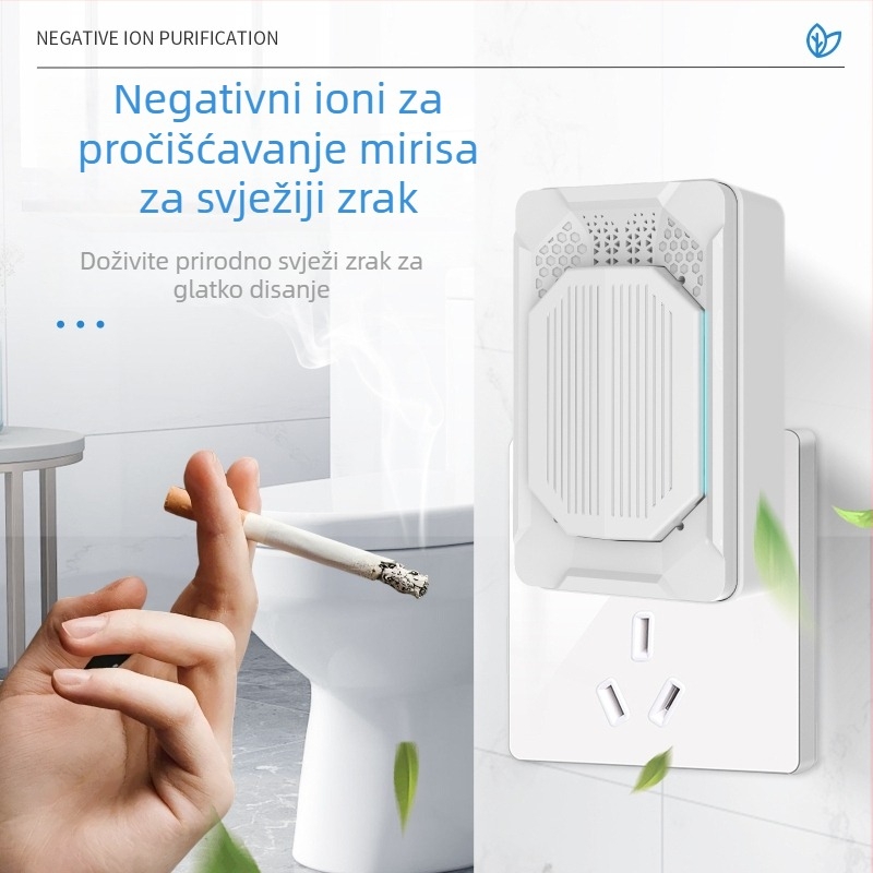 Prijenosni mini pročišćivač zraka s negativnim ionima, 50 m³/h, buka < 36 dB, pokrivenost 21–30 m², napajanje iz utičnice, mehaničko upravljanje