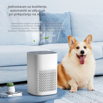 Desktop uređaj za pročišćavanje zraka za kućnu upotrebu; uklanja PM2.5, pasivno pušenje i mirise kućnih ljubimaca; filtr s aktivnim ugljenom; buka ispod 36 dB; protok zraka 50 m3/h; USB napajanje; kombinirani filtar; nije potrebno ugraditi; mehaničko uprav
