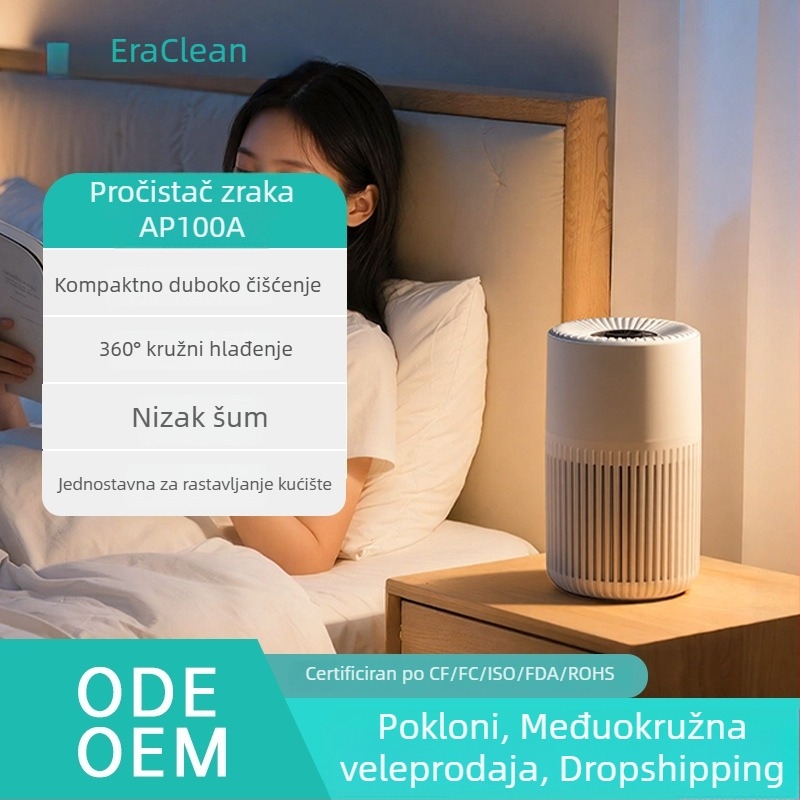 Stolni pročišćivač zraka s negativnim ionima, protok zraka 51–150 m³/h, buka 32,8 dB, USB napajanje, kompozitni filter