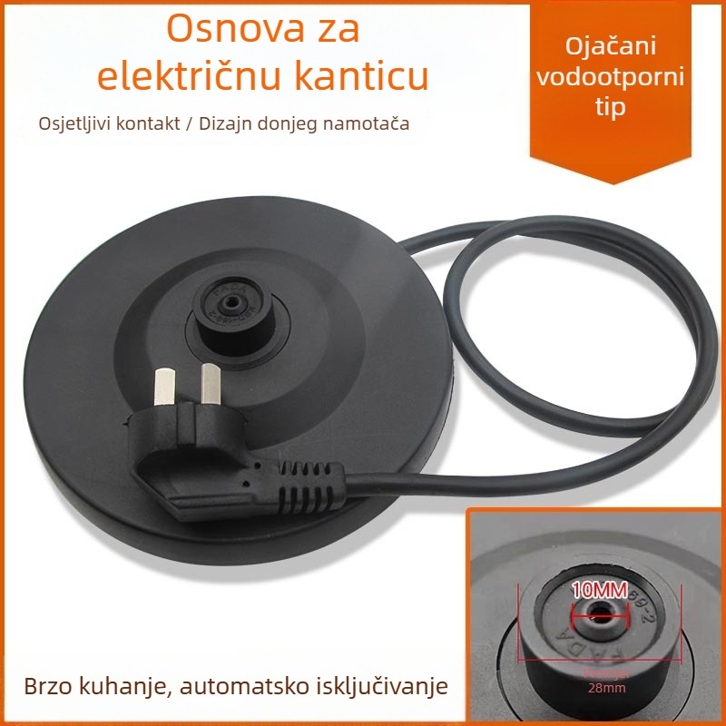 Osnovica za električni čajnik, vodootporna, teleskopksa, univerzalna, pladanj za kabel od čistog bakra