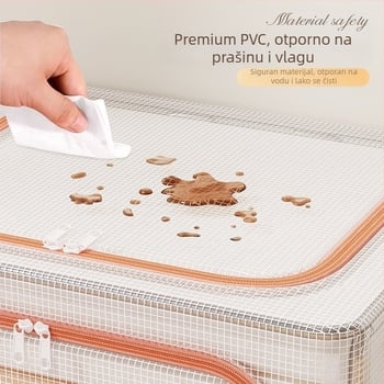 Sklopiva kutija za odlaganje odjeće s PVC mrežom i čeličnim okvirom, kapacitet 70–80 L, prenosna, otporna na prašinu