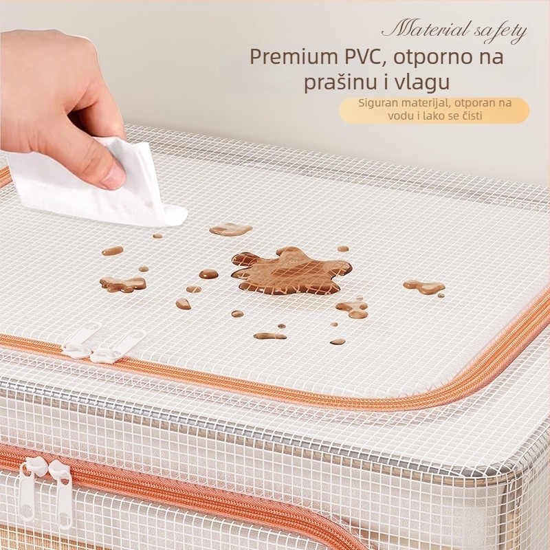 Sklopiva kutija za odlaganje odjeće s PVC mrežom i čeličnim okvirom, kapacitet 70–80 L, prenosna, otporna na prašinu