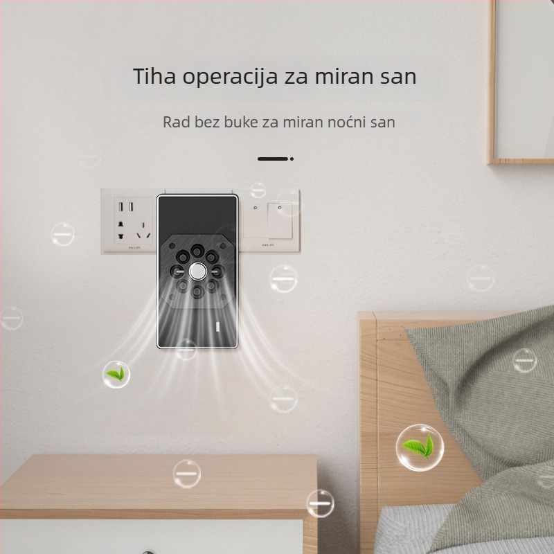 Utični pročišćivač zraka s negativnim jonima, priključen na utičnicu, protok zraka 50 m³/h, tih rad, pogodno za prostore do 10 m²